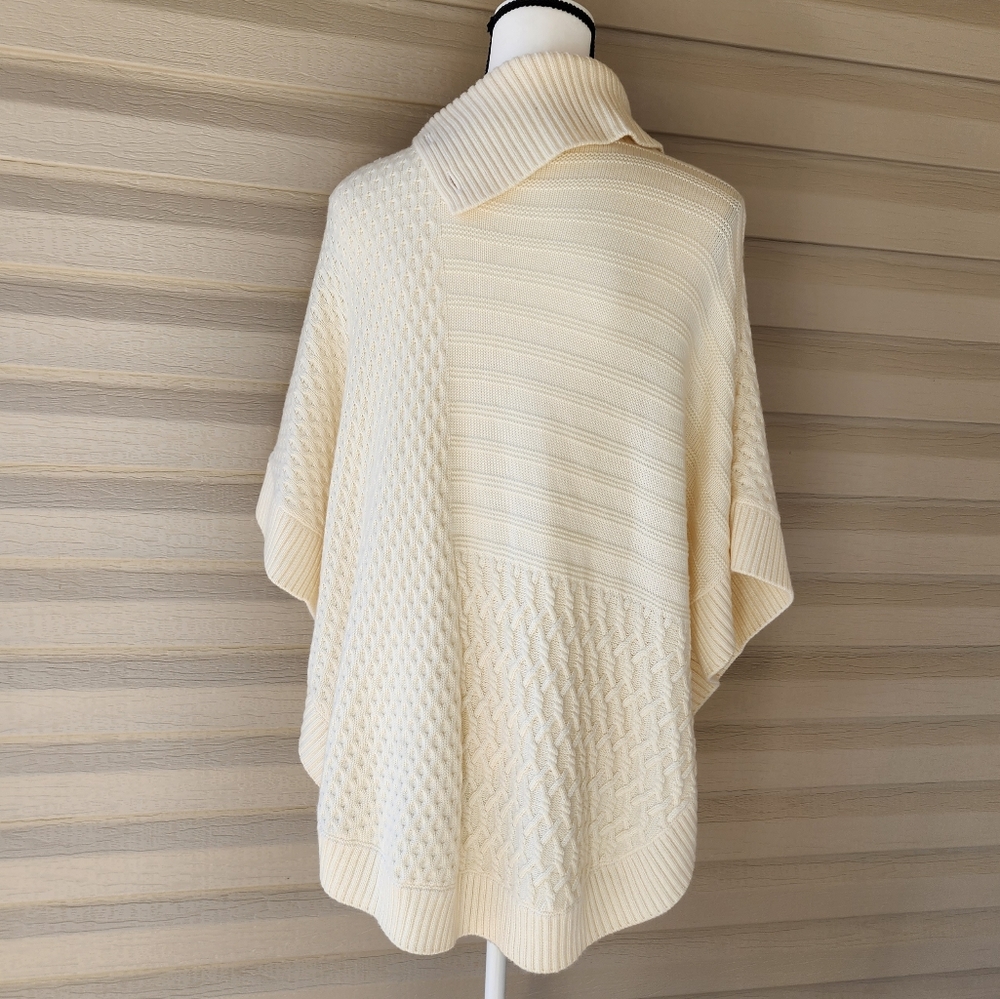 Talbots ivory knit wool blend poncho cape - Picture 4 of 12